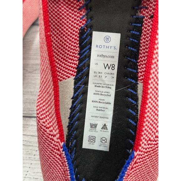 Rothys Womens The Ballet Shoes Knit Flat Heel Round Toe Slip On Red Size 8 - Picture 11 of 11